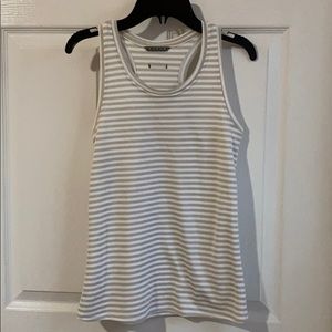 Oiselle big stripe racerback tank XS beige tan white